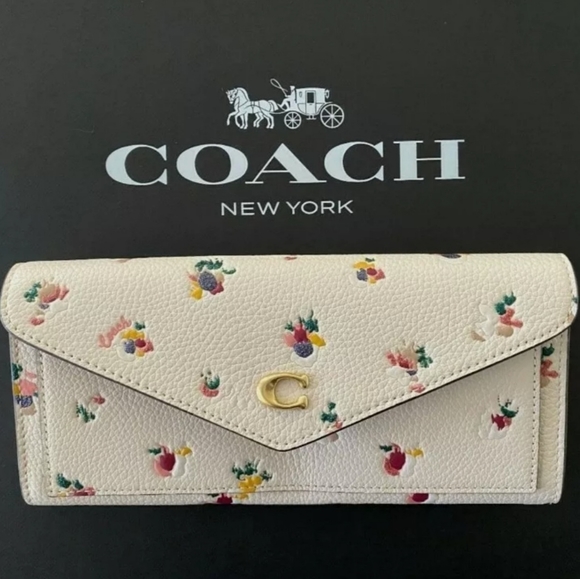 NWT ~ Coach Wyn Soft Wallet With Paint Dab Floral Print~ Very Rare - Picture 9 of 16